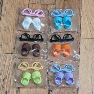 Lot Of 6 Labubu Inspired Shoe Set with glasses *E14